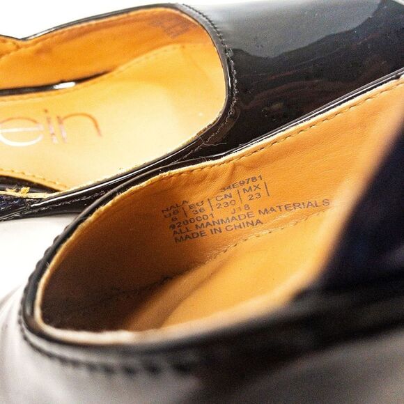 Calvin Klein Nala Two-Tone Blue/Black Patent Kitten Heels Sz 6 - Picture 8 of 9